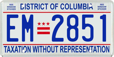 DC license plate EM2851