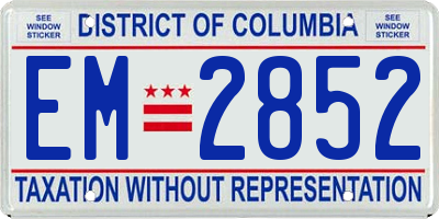 DC license plate EM2852