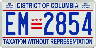 DC license plate EM2854