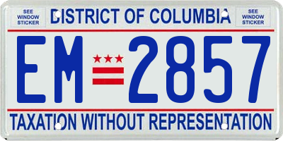 DC license plate EM2857