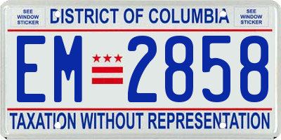 DC license plate EM2858