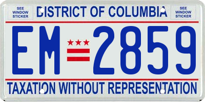 DC license plate EM2859