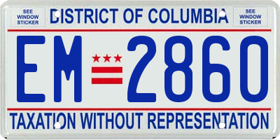 DC license plate EM2860