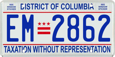 DC license plate EM2862