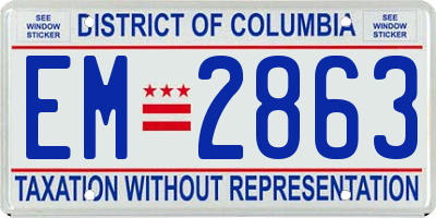 DC license plate EM2863