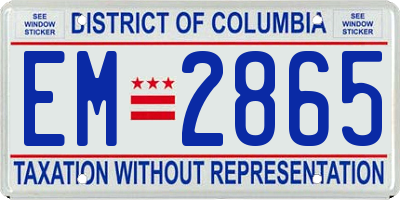 DC license plate EM2865