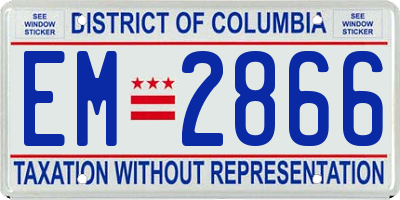 DC license plate EM2866