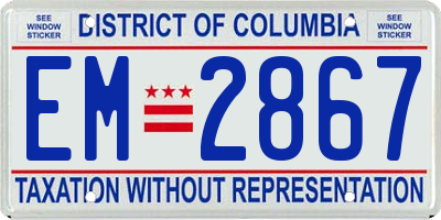 DC license plate EM2867