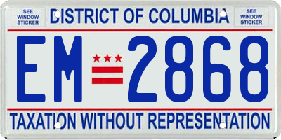 DC license plate EM2868