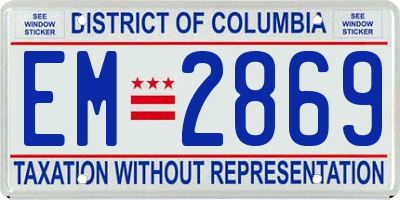 DC license plate EM2869