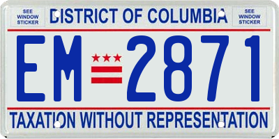 DC license plate EM2871