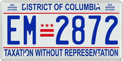 DC license plate EM2872