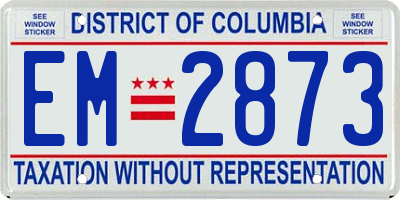 DC license plate EM2873