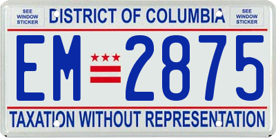 DC license plate EM2875