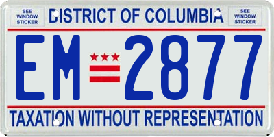 DC license plate EM2877