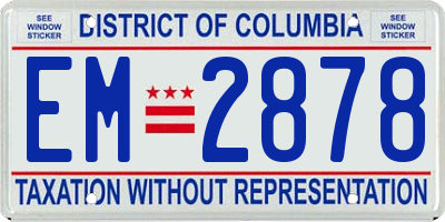 DC license plate EM2878