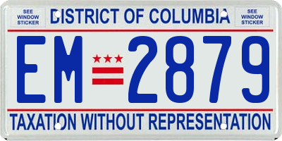 DC license plate EM2879