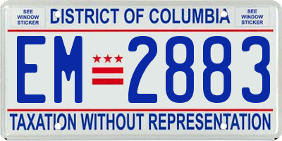 DC license plate EM2883