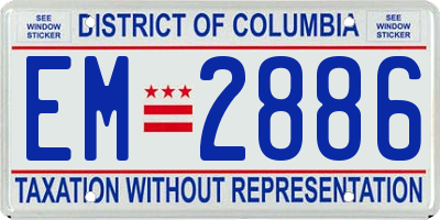 DC license plate EM2886