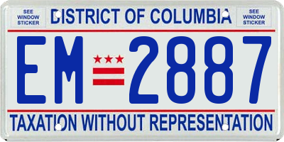 DC license plate EM2887