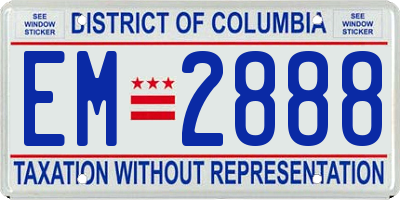 DC license plate EM2888