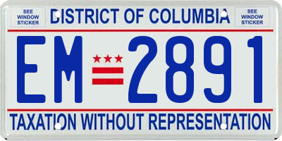 DC license plate EM2891