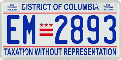 DC license plate EM2893