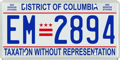 DC license plate EM2894