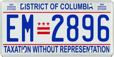 DC license plate EM2896