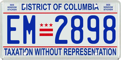 DC license plate EM2898