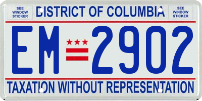 DC license plate EM2902