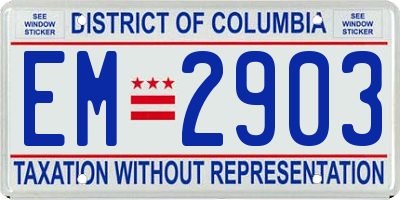 DC license plate EM2903