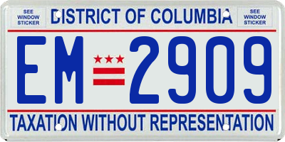 DC license plate EM2909