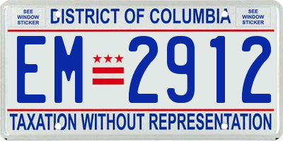 DC license plate EM2912