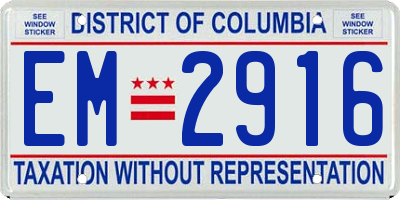 DC license plate EM2916