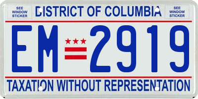 DC license plate EM2919