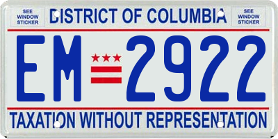 DC license plate EM2922