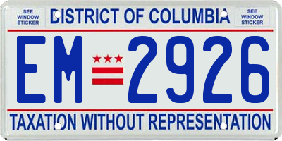 DC license plate EM2926