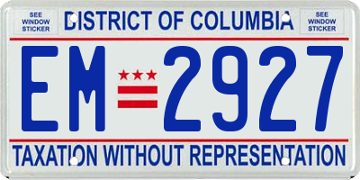 DC license plate EM2927