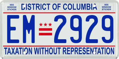 DC license plate EM2929