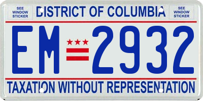 DC license plate EM2932