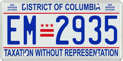 DC license plate EM2935