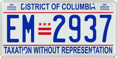 DC license plate EM2937