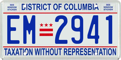 DC license plate EM2941