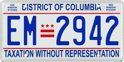 DC license plate EM2942