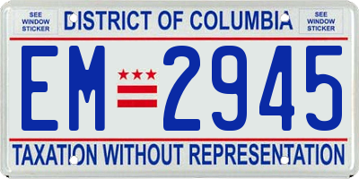 DC license plate EM2945