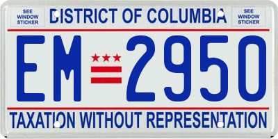 DC license plate EM2950