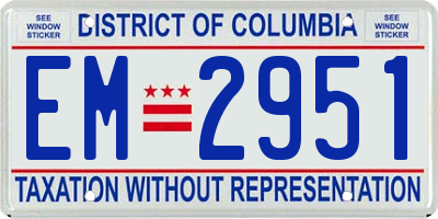 DC license plate EM2951