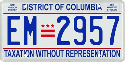 DC license plate EM2957