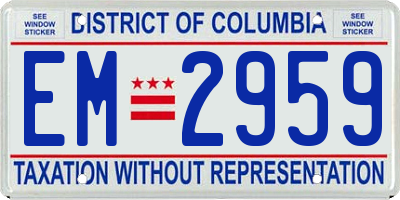 DC license plate EM2959